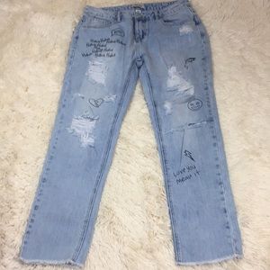 Adam Levine Girlfriend Doodle Jeans Size 7